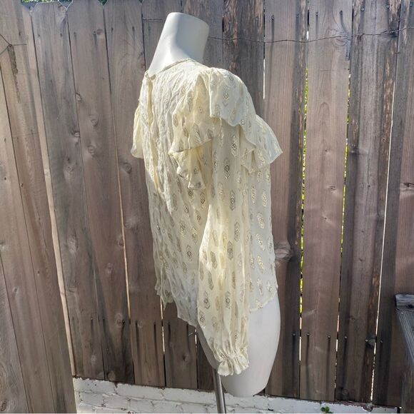 Loveshackfancy ruffle erin top with gold accents size small - Picture 16 of 16